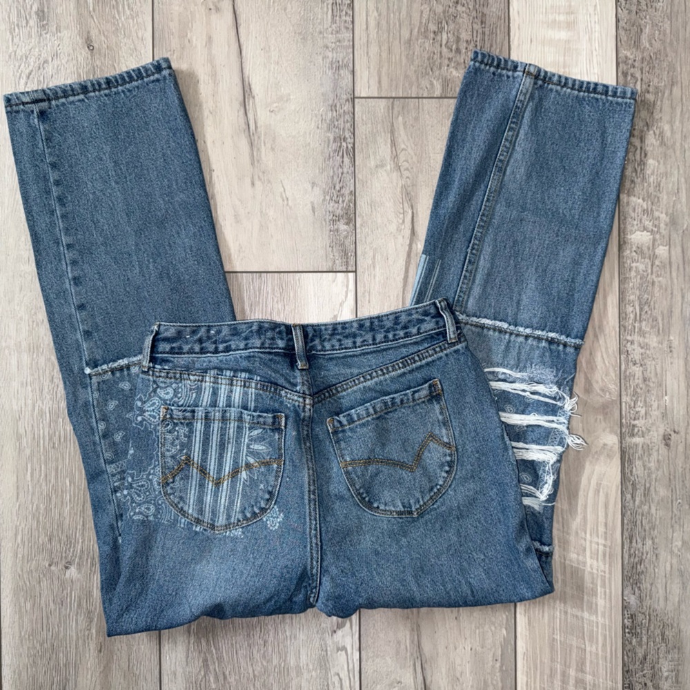 Cleo + Wolf Astoria High Rise patchwork straight jeans size 25 - Picture 10 of 10